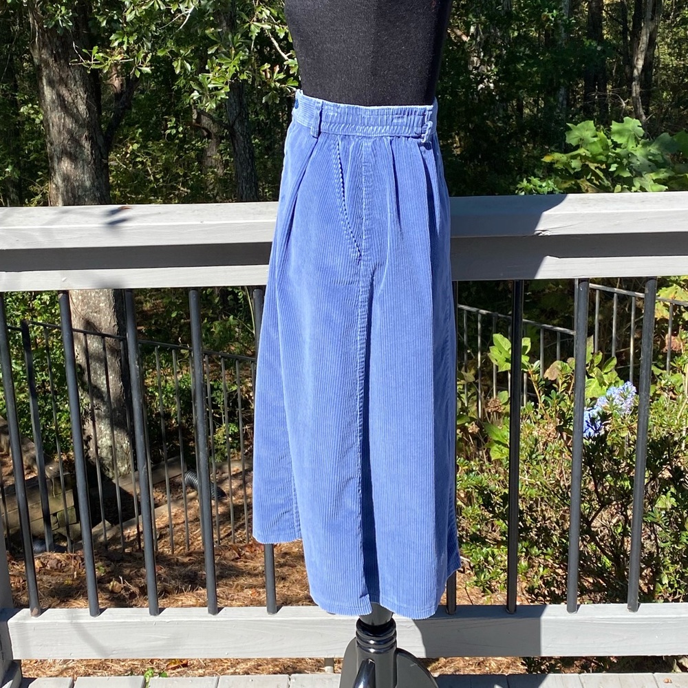 Vintage 90s Corduroy Highwaisted Blue L.L. Bean MIDI Skirt - Picture 5 of 14